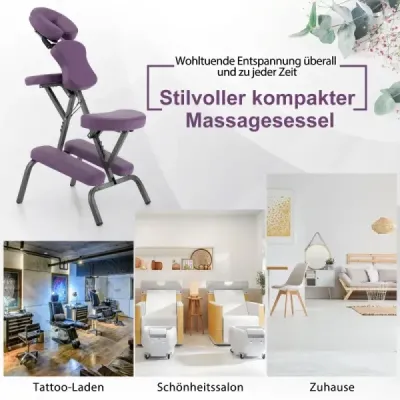 Skládací masážní křeslo, výškově nastavitelné křeslo pro tetování, přenosné terapeutické křeslo, fialové