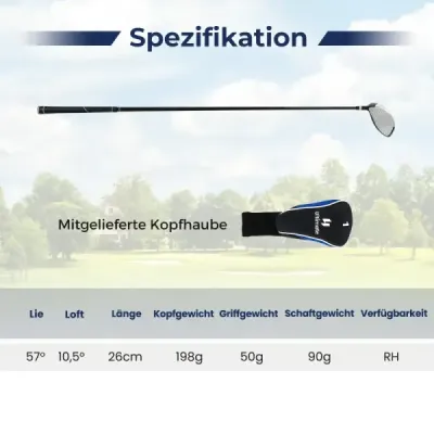 Golfový driver pro muže, 460 cm³, hliníková hůl pro praváky, s krytem hlavy a grafitovou rukojetí