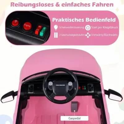 12V dětské elektrické autíčko Land Rover s odpružením, LED světly a hudbou, bezdrátové, pro děti od 3 let, růžové