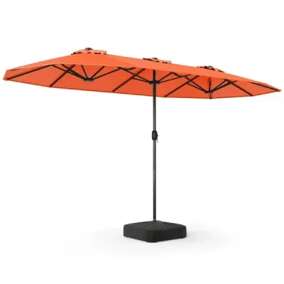 Dvojitý slunečník 400 x 212 cm, obdélníkový, s klikou, slunečník na stojanu, na balkon nebo terasu, oranžový