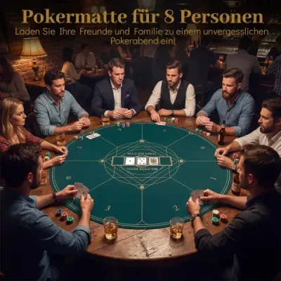 Kulatá pokerová podložka 120 cm, protiskluzová, pro 8 hráčů, s taškou na přenášení, zelená
