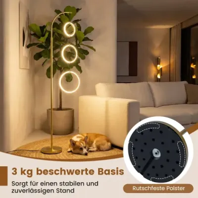 3ramenná LED stojací lampa na čtení se 3 závěsnými kroužky a nožním spínačem