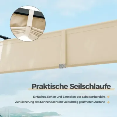 Pergola o rozměrech 3,1 x 3,1 m s posuvnou střechou, vodotěsný altán, zimní zahradní altán, béžová