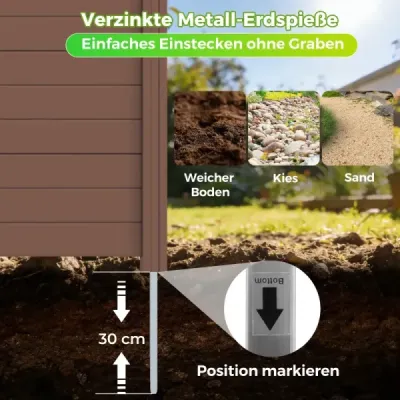 Plot na ochranu soukromí, zahradní plot se 2 panely, lamelový plot odolný proti povětrnostním vlivům se 3 sloupky, hnědý
