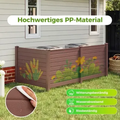Plot pro ochranu soukromí, zahradní plot se 3 panely, lamelový plot odolný proti povětrnostním vlivům se 4 sloupky, hnědý