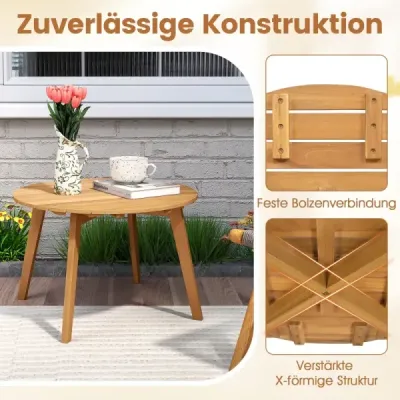 Zahradní stolek z akáciového dřeva odolný proti povětrnostním vlivům Kulatý zahradní stolek Balkonový stolek Konferenční stolek 62 x 62 x 40 cm