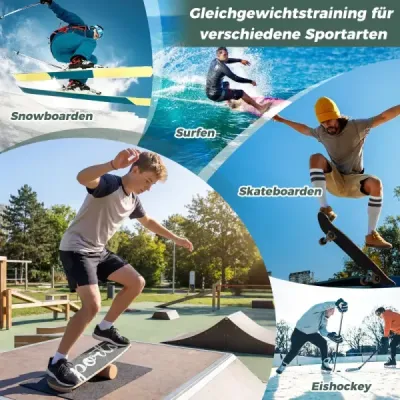 Balanční deska waveboard 17 mm s korkovým válečkem 10 cm, surfovací prkno z březového dřeva, nosnost až 100 kg