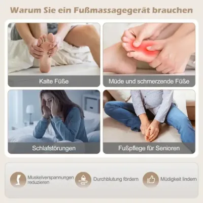 Masážní přístroj na nohy Shiatsu s funkcí ohřevu, 3stupňovým hloubkovým hnětením a vzduchovým ohřívačem nohou