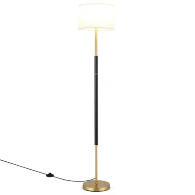 Stojací lampa 165 cm, stojací lampa s lněným stínidlem, objímkou ​​E27 a nožním spínačem