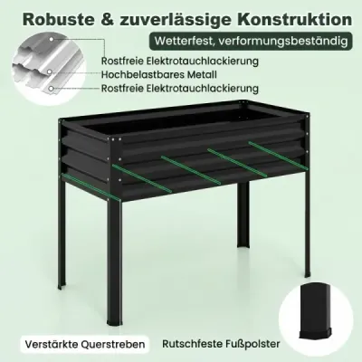 Vyvýšený záhon z pozinkovaného kovu s PE krytem. Vyvýšený záhon s rolovacími dveřmi a upevňovacím popruhem. Černý.