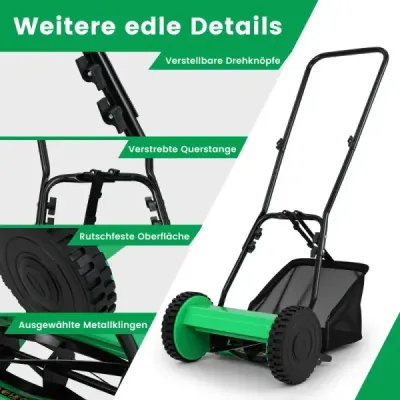 Vřetenová sekačka Ruční sekačka na trávu s šířkou záběru 30 cm a sběrným košem o objemu 18,5 litru, zelená