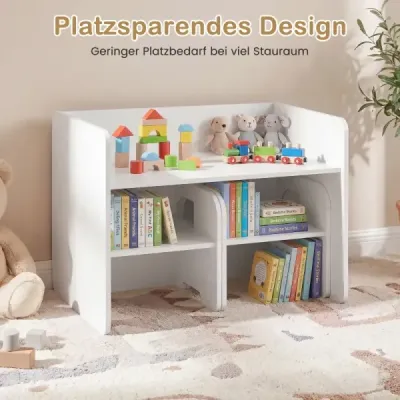 Dětský stůl se 2 židlemi – sada stolu a židlí s tabulem – hrací stůl s roztomilým vzorem do dětského pokoje – bílý
