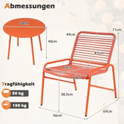 3dílná sada zahradního nábytku – bistro sada se 2 zahradními židlemi a odkládacím stolkem balkonová sada pro 2 osoby