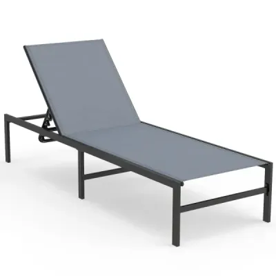 Lehátko na slunění pro venkovní použití Nastavitelné lehátko 64 x 198 x 67–103 cm Šedé