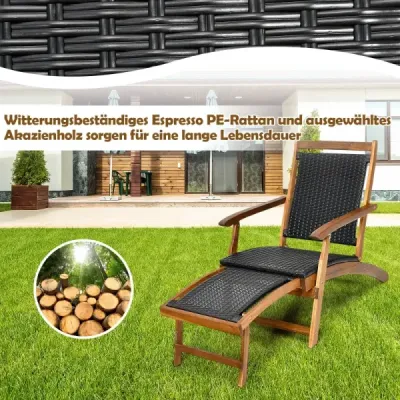 Skládací lehátko na opalování se vysouvací opěrkou nohou a ergonomickým opěradlem