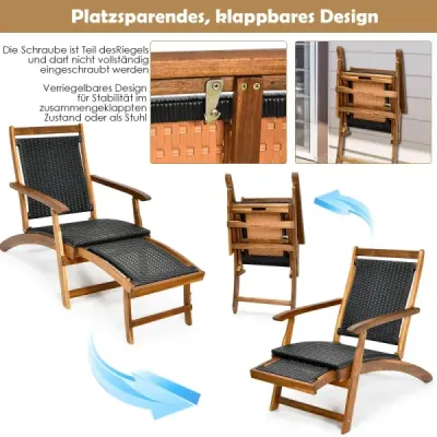 Skládací lehátko na opalování se vysouvací opěrkou nohou a ergonomickým opěradlem