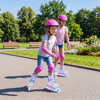 Inline brusle pro děti, 4 velikosti, nastavitelné, dětské kolečkové brusle se svítícími kolečky, modré