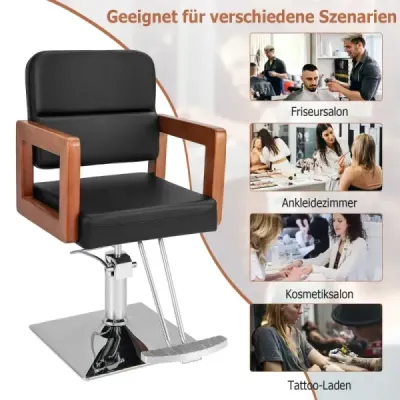 Hydraulické kadeřnické křeslo Salonní křeslo pro kadeřníky s 360-stupňovým otáčením 87 x 60 x 95-110 cm černé