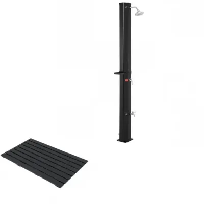 Podlahový prvek pro solární sprchu 100 x 60 x 2,5 cm + solární sprcha 60 l včetně krytu, černá sada