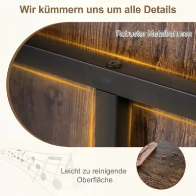 Stojan na gramofon s širokou deskou a 4 přepážkami, stolek na vinylové desky, hnědý