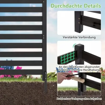 Dvoudílný zahradní plot s kovovými sloupky, plot pro ochranu soukromí, dekorativní plot na zapíchnutí, černý