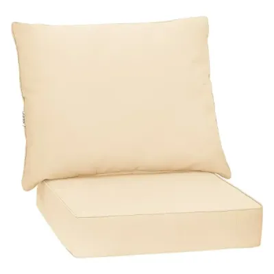 Čalounění pro zahradní nábytek – sedák 64 x 64 x 15 cm + opěrka 80 x 65 x 18 cm – polštáře na zahradní židle, béžové