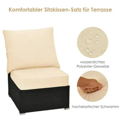 Čalounění pro zahradní nábytek – sedák 64 x 64 x 15 cm + opěrka 80 x 65 x 18 cm – polštáře na zahradní židle, béžové