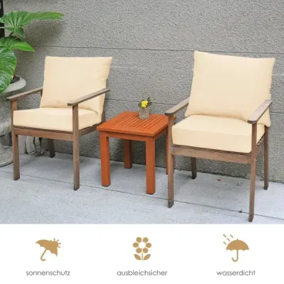 Čalounění pro zahradní nábytek – sedák 64 x 64 x 15 cm + opěrka 80 x 65 x 18 cm – polštáře na zahradní židle, béžové