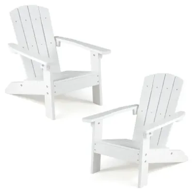 Sada 2 ks dětských židlí Adirondack z HIPS s ergonomickým opěradlem, bílá
