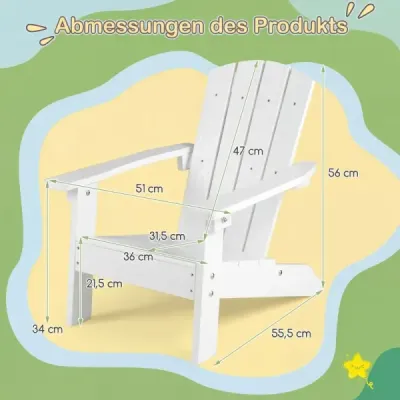Sada 2 ks dětských židlí Adirondack z HIPS s ergonomickým opěradlem, bílá