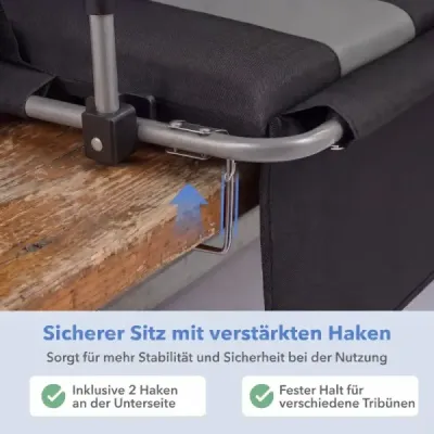 Stadionová sedačka s opěrkou Skládací tribunová židle s úložným vakem a držákem na nápoje Šedá