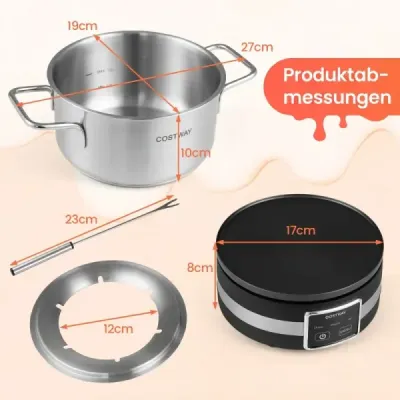 Elektrická sada na fondue, 1200 W, s regulátorem teploty a odnímatelnou nerezovou nádobou
