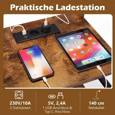 Stojan na gramofon s nabíjecí stanicí, poličkou na desky se 3 háčky a úložným prostorem na desky