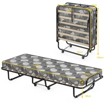 Skládací postel s matrací Přenosná a skládací postel pro hosty 190 x 80 x 33 cm Šedá made in Italy Původ: Itálie