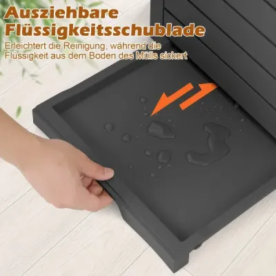 Sada 2 odpadkových košů o objemu 118 l s víkem, výsuvnou miskou na tekutiny a rukojetí, vodotěsné, černé