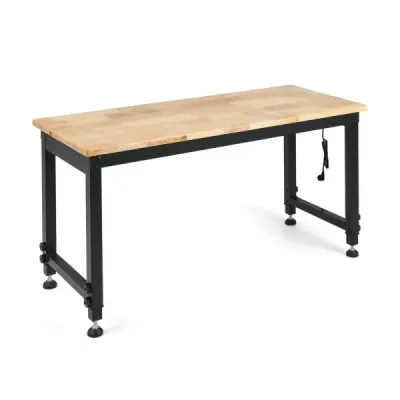 122 cm robustní pracovní stůl s nastavitelnou výškou, kovovým rámem, děrovanou deskou a podstavcem