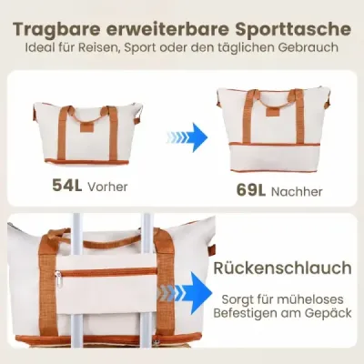 Sada 5 kusů rozšiřitelných cestovních kufrů s pevnou skořepinou, včetně 1 cestovní tašky a 1 toaletní taštičky, béžová