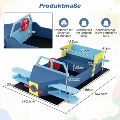 Dětské pískoviště kluzák, dřevěné pískoviště s otočným volantem a barevnou vrtulí
