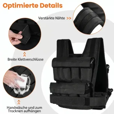 Nastavitelná zátěžová vesta pro ženy i muže, fitness vesta s odnímatelnými zátěžovými pytli s pískem, 34 cm