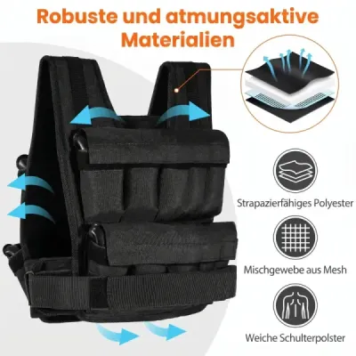Nastavitelná zátěžová vesta pro ženy i muže, fitness vesta s odnímatelnými zátěžovými pytli s pískem, 34 cm