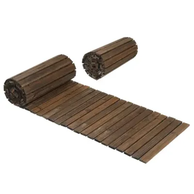 Dřevěná zahradní cesta, venkovní výsuvná cesta s protiskluzovým povrchem, 367 x 55 cm, hnědá