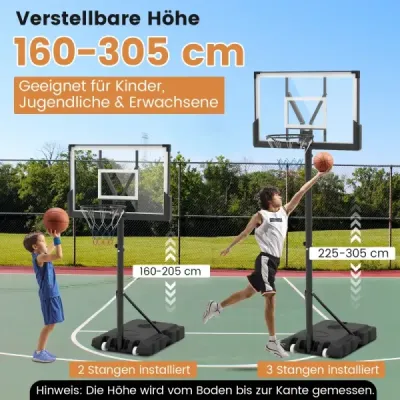 Outdoorový basketbalový koš se stojanem a zátěžovou taškou a basketbalovým stojanem se 2 sítěmi