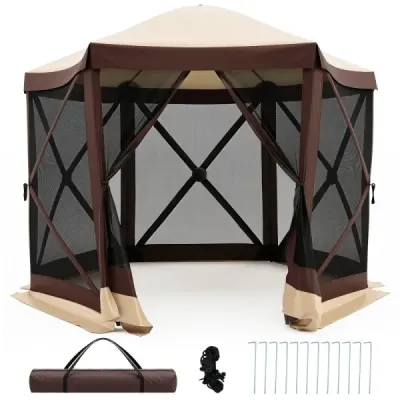 Skládací pavilon pro 4-6 osob, 6 moskytiér a dveří na zip, 300 x 258 x 230 cm