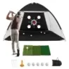 Tréninková golfová síť s odpalovací podložkou, sada golfové sítě s terčem, 5 míčky, odpaliště a zemní kotvy, 314 x 179 x 199 cm