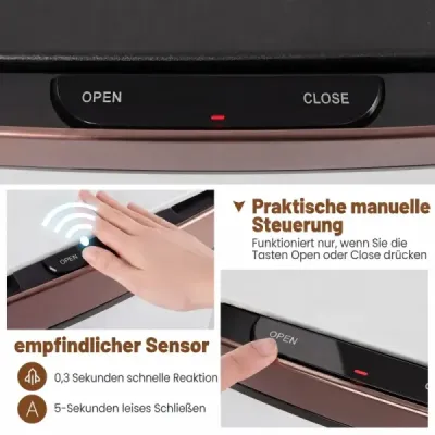 Nerezový odpadkový koš o objemu 72 l s přihrádkou na kuchyňský odpad, 42 x 32–58 x 84–110 cm, zlatá+bílá