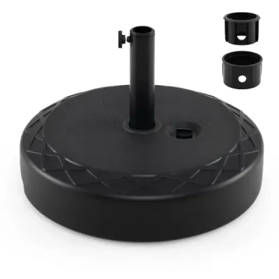 Podstavec slunečníku z HDPE, kulatý podstavec slunečníku s rukojetí pro tyče slunečníku 39-49 mm, černý