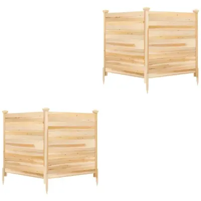 Sada 2 panelů pro ochranu soukromí, 119 x 119 cm, zahradní plot z jedlového dřeva, venkovní dřevěný plot se 3 sloupky, přírodní