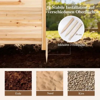 Sada 2 panelů pro ochranu soukromí, 119 x 119 cm, zahradní plot z jedlového dřeva, venkovní dřevěný plot se 3 sloupky, přírodní
