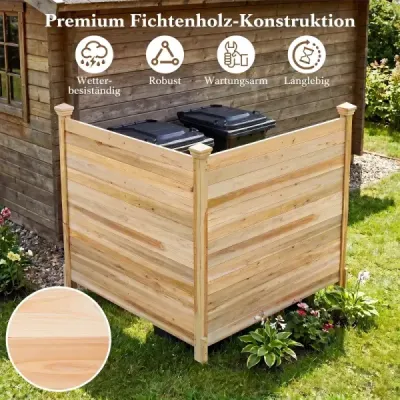 Sada 2 panelů pro ochranu soukromí, 119 x 119 cm, zahradní plot z jedlového dřeva, venkovní dřevěný plot se 3 sloupky, přírodní