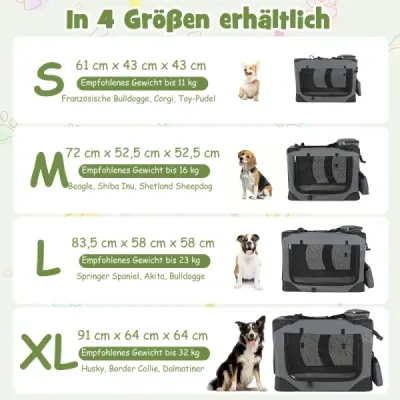 Skládací přenosná psí klece se síťovanými okny, 3 dveře, odnímatelná výplň, sivá